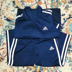 4T adidas signature 3 stripe jump suit navy blue 💙 (2 piece)